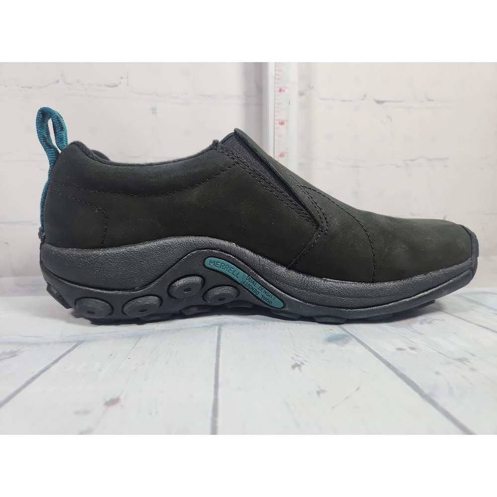 Women's MERRELL J55992 Black Jungle Moc Nubuck Leather Slip-on Shoes SIZE 8.5